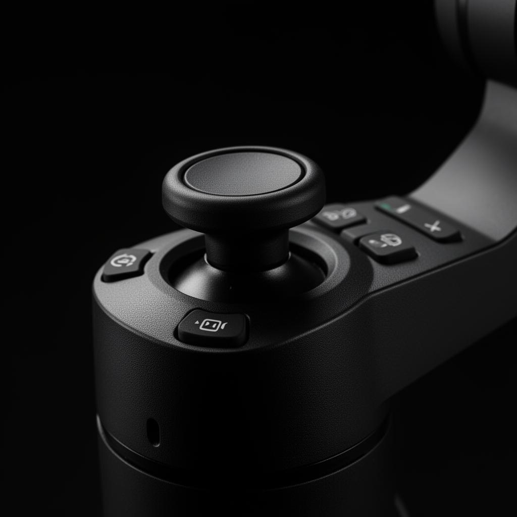 Detalhe do joystick e botões do gimbal
